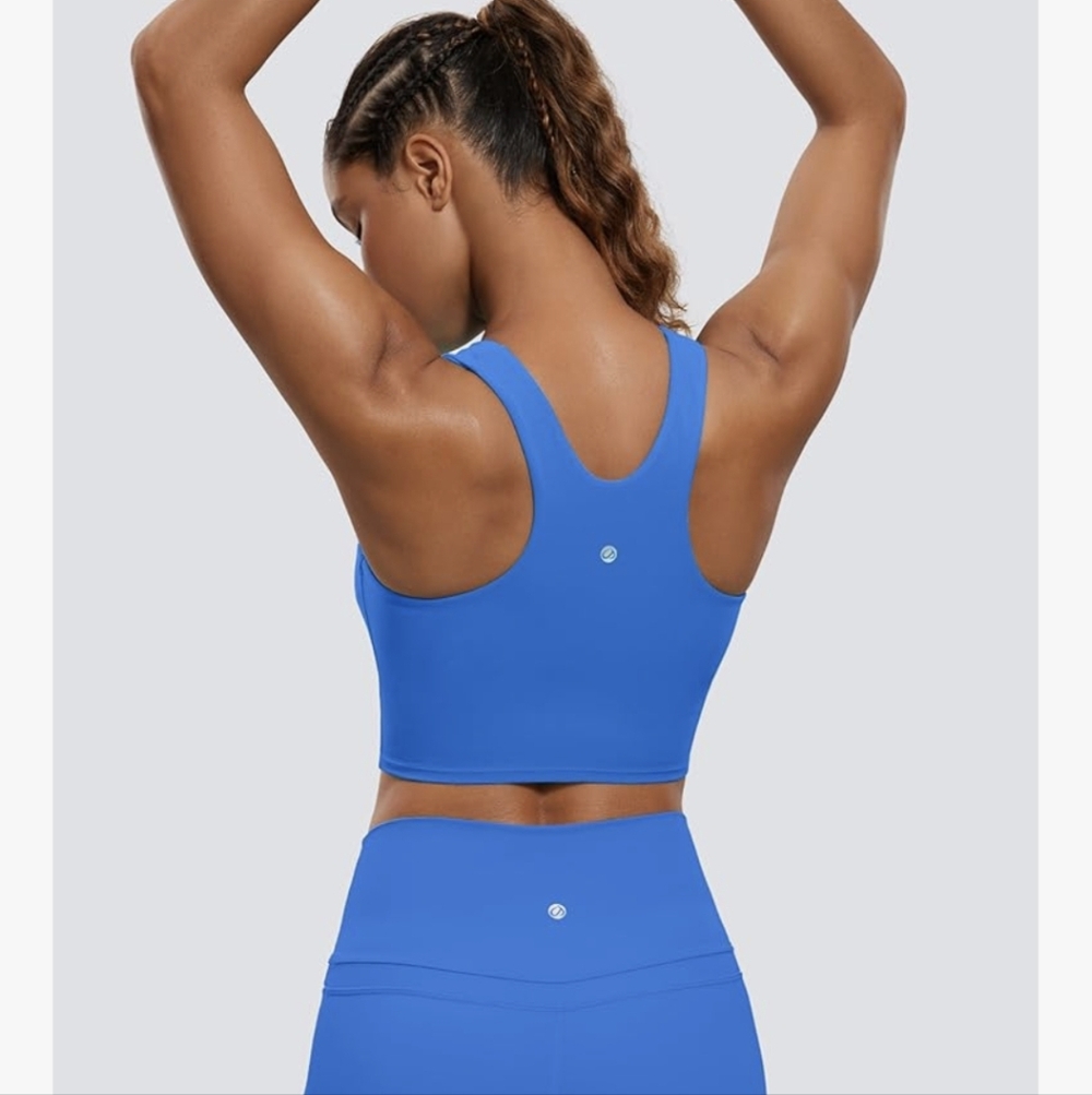 CRZ YOGA Vibrant Sparkle Blue Sports Bra - Picture 3 of 4
